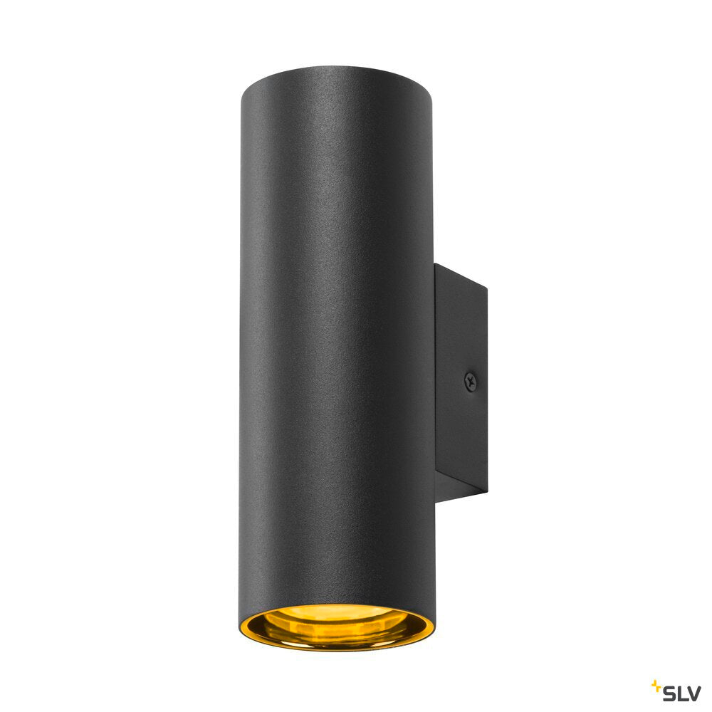 SLV ASTO TUBE, wall-mounted light, cylindrical, max. 2x10W, black 1006443