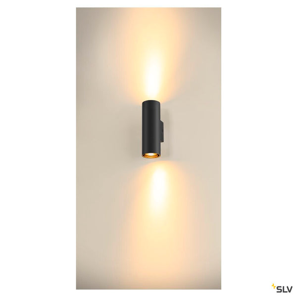 SLV ASTO TUBE, wall-mounted light, cylindrical, max. 2x10W, black 1006443