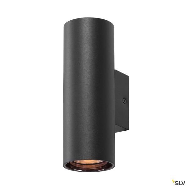 SLV ASTO TUBE, wall-mounted light, cylindrical, max. 2x10W, black 1006443
