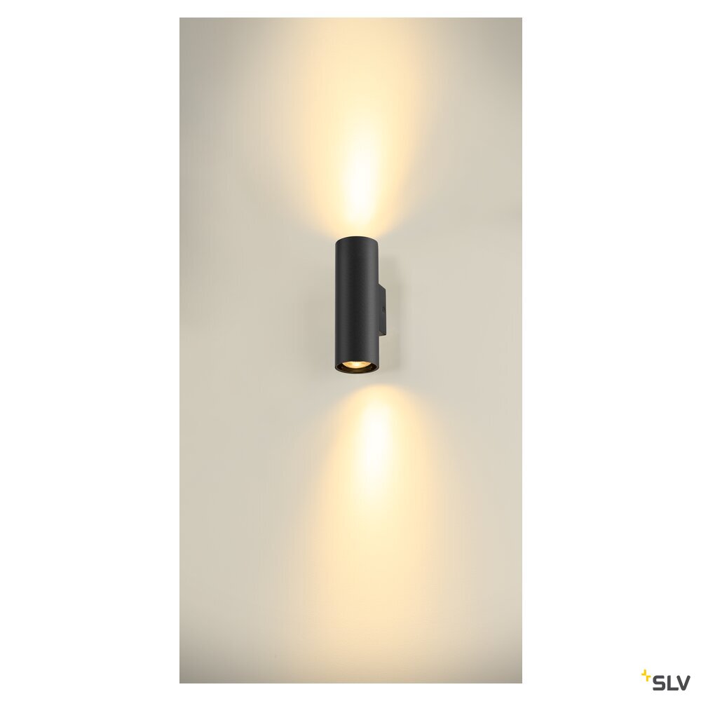 SLV ASTO TUBE, wall-mounted light, cylindrical, max. 2x10W, black 1006443