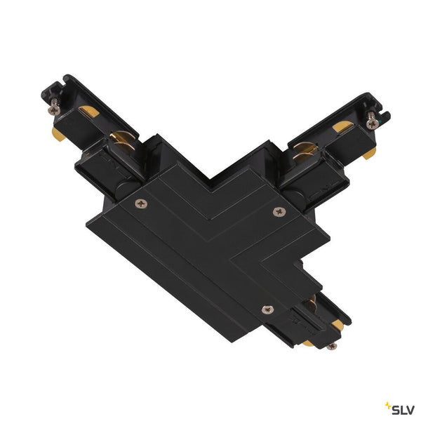 SLV T-connector, for S-TRACK 3-phase mounting track, earth electrode inside left, black, DALI 1006527