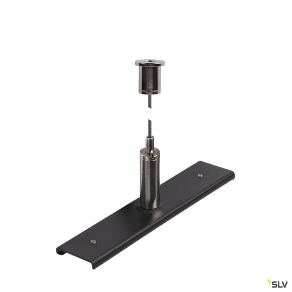 SLV Track reinforcement plate with mounting set, 48V TRACK, 3m wire rope, black 1006603