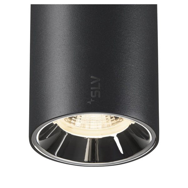 SLV NUMINOS® S, 48V spotlight, round, 4000 K, 16 W, DALI 2, 20°, matt black / glossy chrome 1006743