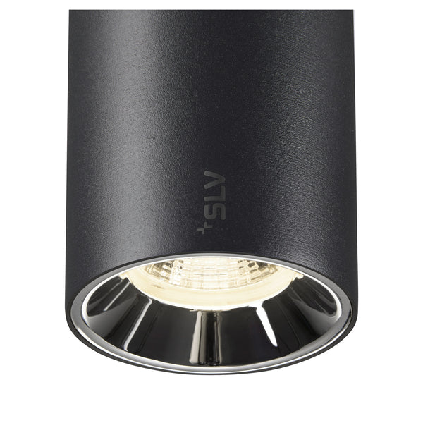 SLV NUMINOS® S, 48V spotlight, round, 4000 K, 16 W, DALI 2, 55°, matt black / glossy chrome 1006749