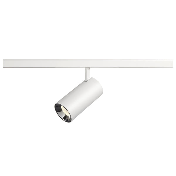 SLV NUMINOS® S, 48V spotlight, round, 4000 K, 16 W, DALI 2, 55°, matt white / glossy chrome 1006758
