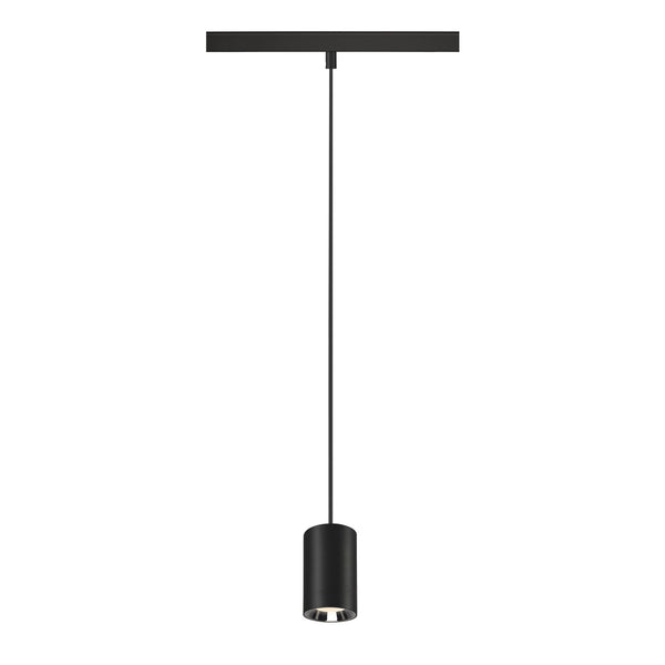 SLV NUMINOS® XS, 48V pendant light, pendant length 150 cm, 4000 K, 55°, DALI 2, matt black / glossy chrome 1006803