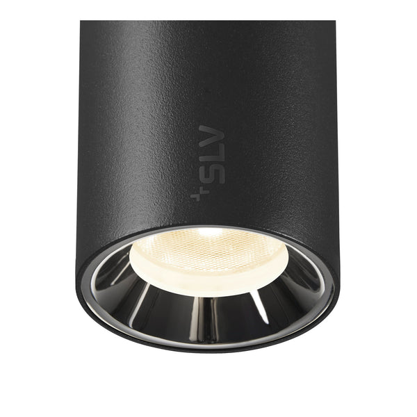 SLV NUMINOS® XS, 48V pendant light, pendant length 150 cm, 4000 K, 55°, DALI 2, matt black / glossy chrome 1006803