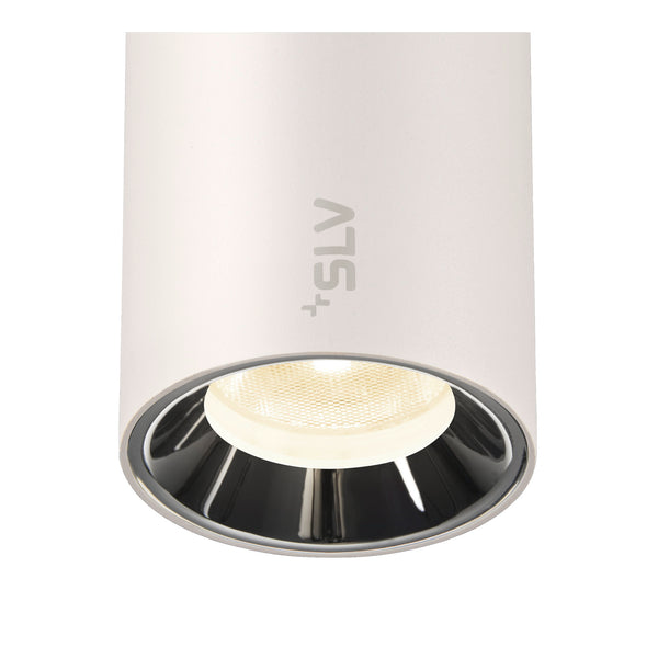 SLV NUMINOS® XS, 48V pendant light, pendant length 150 cm, 4000 K, 55°, DALI 2, matt white / glossy chrome 1006812