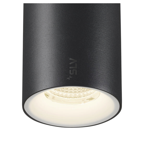SLV NUMINOS® S, 48V pendant light, pendant length 150 cm, 4000 K, 20°, DALI 2, matt black / matt white 1006850
