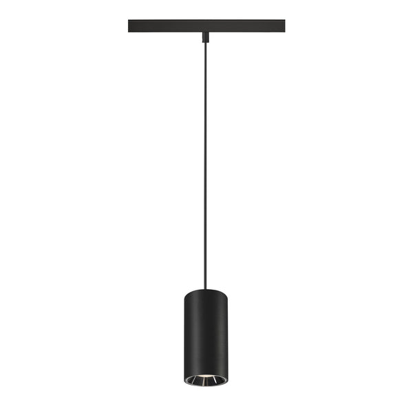 SLV NUMINOS® S, 48V pendant light, pendant length 150 cm, 4000 K, 20°, DALI 2, matt black / glossy chrome 1006851