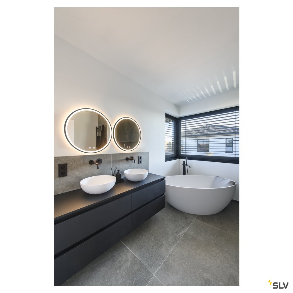 SLV TRUKKO 60, mirror Ø 60 cm, chrome, black edge 1007201