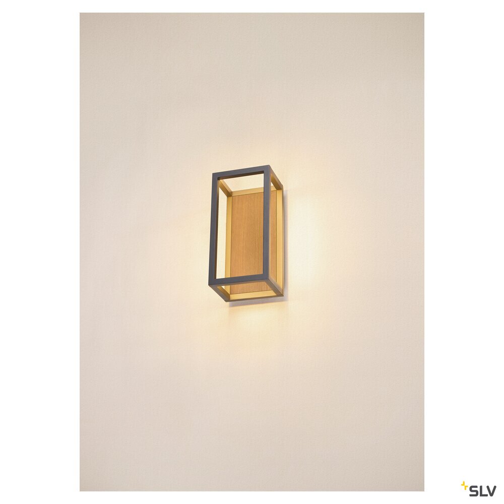 SLV QUADRULO, wall-mounted light, 3000K, anthracite/brown 1007207