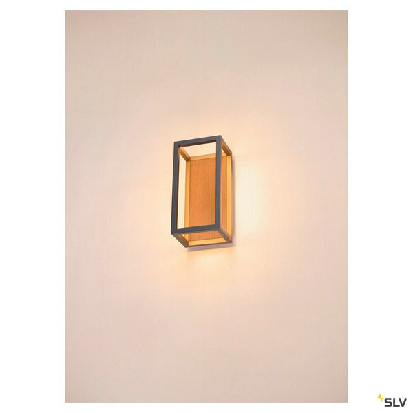 SLV QUADRULO, wall-mounted light, 3000K, anthracite/brown 1007207
