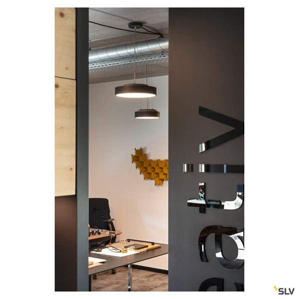 SLV MEDO® PRO 30, wall- and ceiling-mounted light, round, 3000/4000K, 10W, trailing-edge phase, 70°, UGR<19, black 1007288