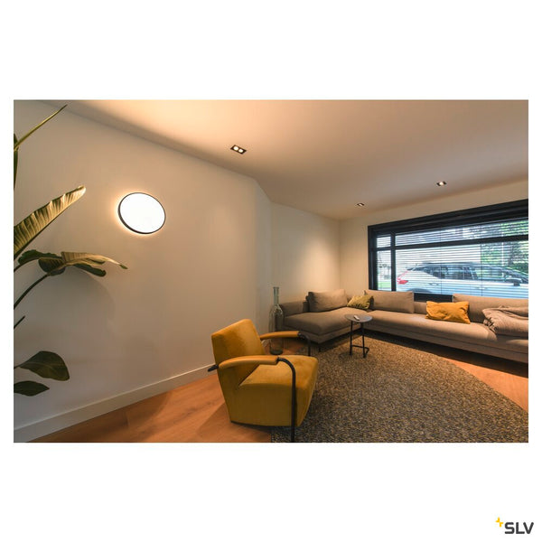 SLV MEDO® PRO 40, wall- and ceiling-mounted light, round, 3000/4000K, 19W, trailing-edge phase, 80°, UGR<19, black 1007296