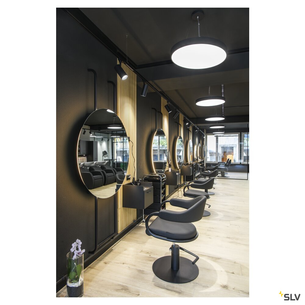 SLV MEDO® PRO 60, wall- and ceiling-mounted light, round, 3000/4000K, 39W, DALI, Touch, 80°, UGR<19, black 1007300