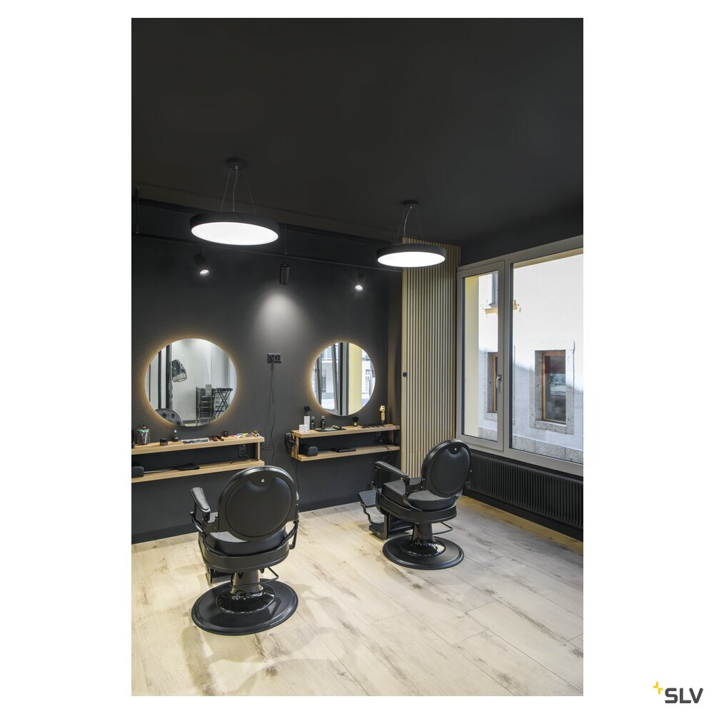 SLV MEDO® PRO 60, wall- and ceiling-mounted light, round, 3000/4000K, 39W, DALI, Touch, 80°, UGR<19, black 1007300