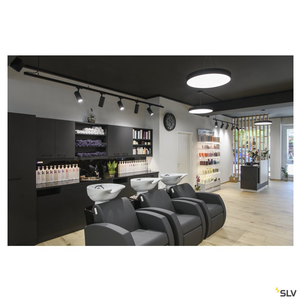 SLV MEDO® PRO 60, wall- and ceiling-mounted light, round, 3000/4000K, 39W, DALI, Touch, 80°, UGR<19, black 1007300