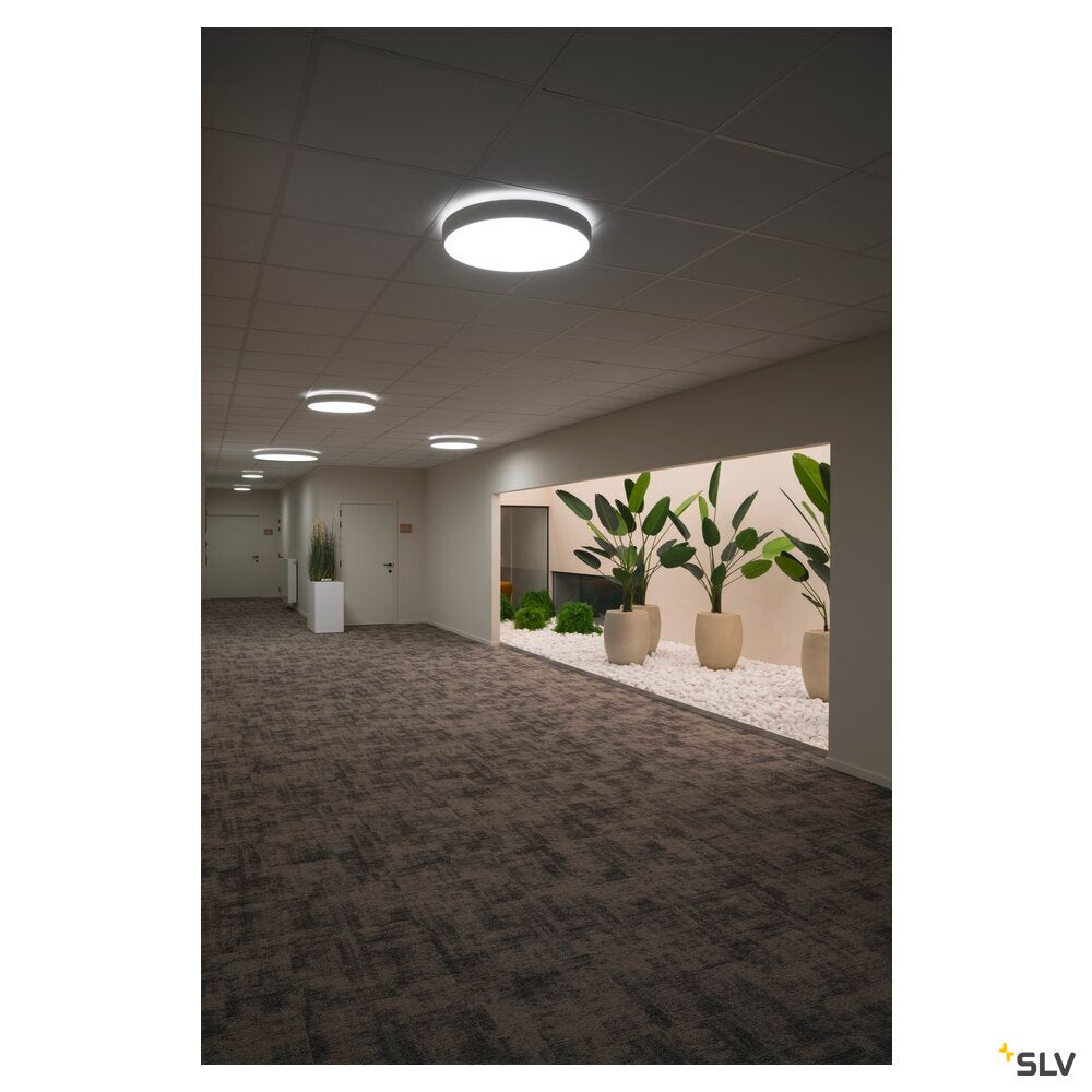 SLV MEDO® PRO 60, wall- and ceiling-mounted light, round, 3000/4000K, 39W, DALI, Touch, 80°, UGR<19, white 1007301