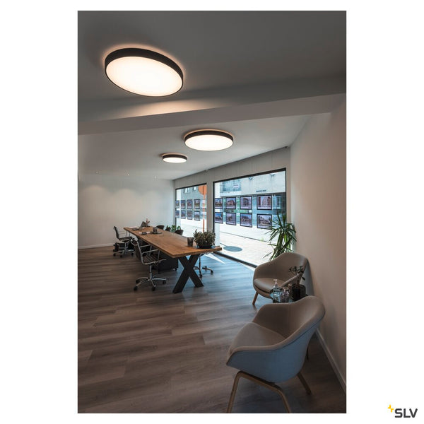 SLV MEDO® PRO 60, wall- and ceiling-mounted light, round, 3000/4000K, 37W, trailing-edge phase, 80°, UGR<19, black 1007304