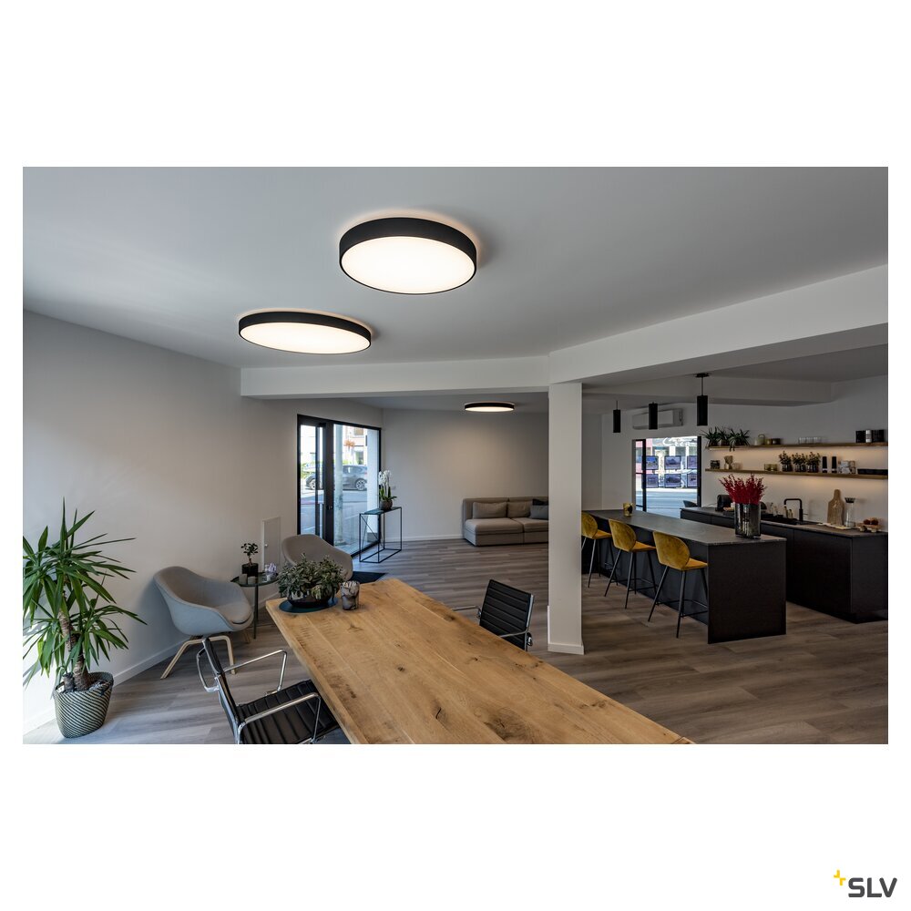 SLV MEDO® PRO 60, wall- and ceiling-mounted light, round, 3000/4000K, 37W, trailing-edge phase, 80°, UGR<19, black 1007304