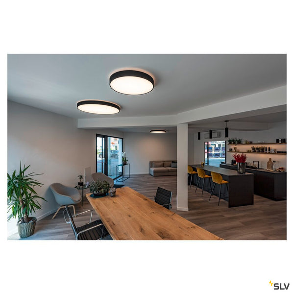 SLV MEDO® PRO 90, ceiling-mounted light, round, 3000/4000K, 74W, trailing-edge phase, 80°, UGR<19, black 1007312