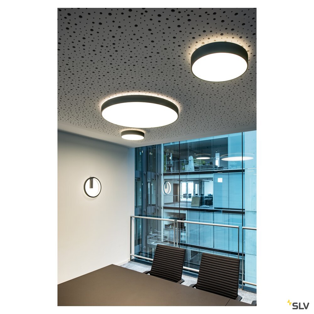SLV MEDO® PRO 90, ceiling-mounted light, round, 3000/4000K, 75W, DALI, Touch, 80°, UGR<19, black 1007308