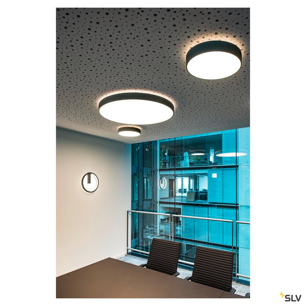 SLV MEDO® PRO 90, ceiling-mounted light, round, 3000/4000K, 75W, DALI, Touch, 80°, UGR<19, black 1007308