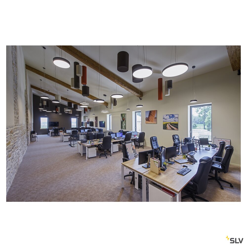 SLV MEDO® PRO 60, wall- and ceiling-mounted light, round, 3000/4000K, 39W, DALI, Touch, 80°, UGR<19, black 1007300