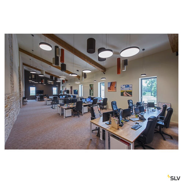 SLV MEDO® PRO 60, wall- and ceiling-mounted light, round, 3000/4000K, 39W, DALI, Touch, 80°, UGR<19, black 1007300