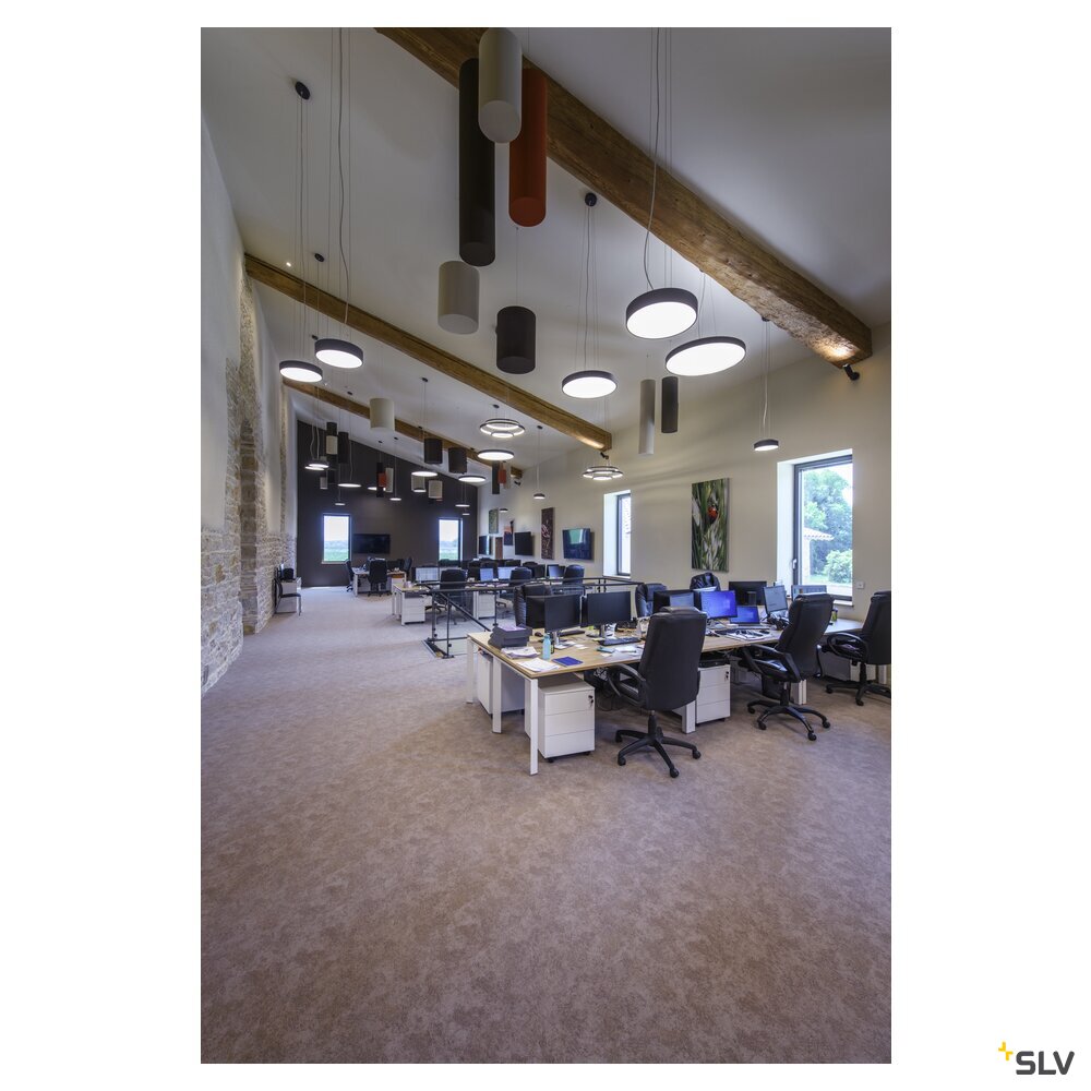 SLV MEDO® PRO 90, ceiling-mounted light, round, 3000/4000K, 75W, DALI, Touch, 80°, UGR<19, black 1007308