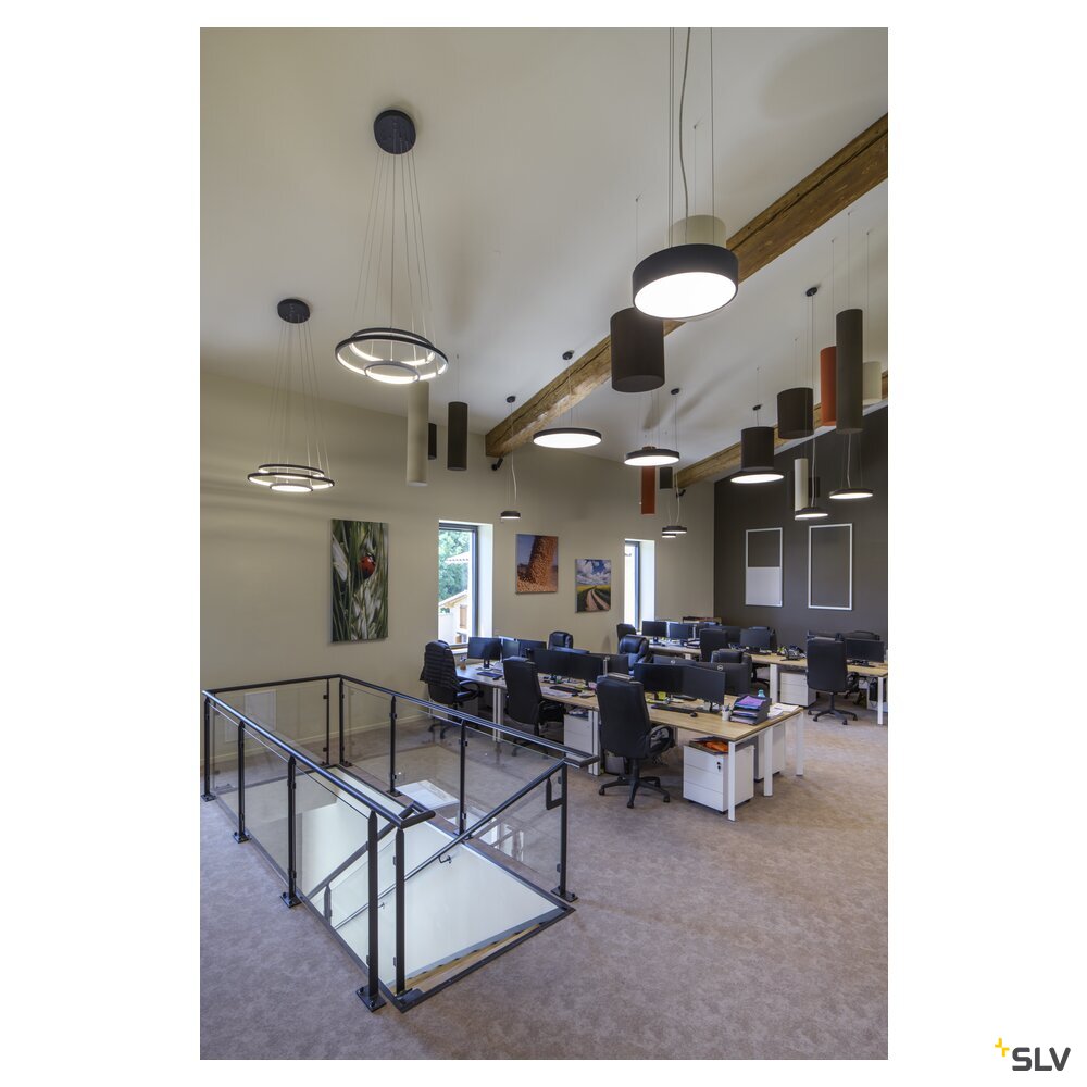 SLV MEDO® PRO 90, ceiling-mounted light, round, 3000/4000K, 75W, DALI, Touch, 80°, UGR<19, black 1007308
