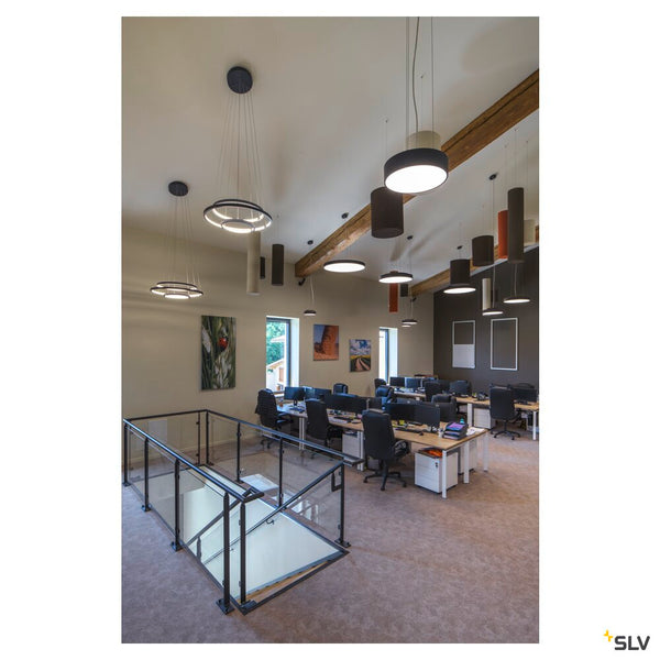 SLV MEDO® PRO 90, ceiling-mounted light, round, 3000/4000K, 75W, DALI, Touch, 80°, UGR<19, black 1007308