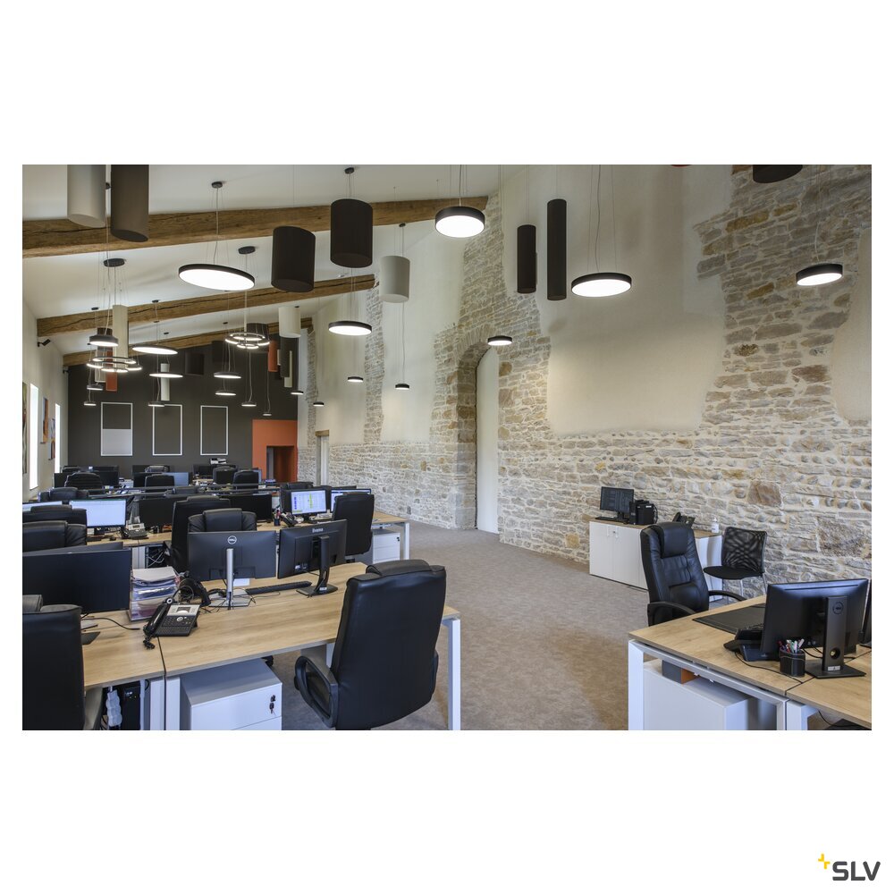 SLV MEDO® PRO 60, wall- and ceiling-mounted light, round, 3000/4000K, 39W, DALI, Touch, 80°, UGR<19, black 1007300