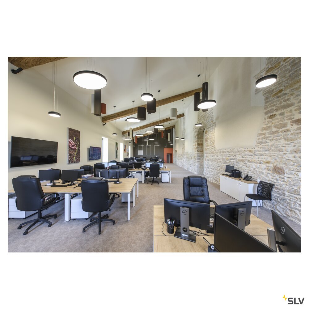 SLV MEDO® PRO 90, ceiling-mounted light, round, 3000/4000K, 75W, DALI, Touch, 80°, UGR<19, black 1007308