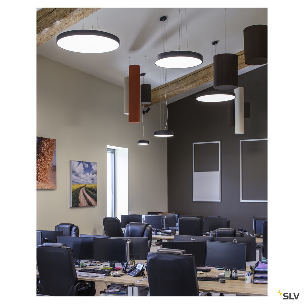 SLV MEDO® PRO 60, wall- and ceiling-mounted light, round, 3000/4000K, 39W, DALI, Touch, 80°, UGR<19, black 1007300
