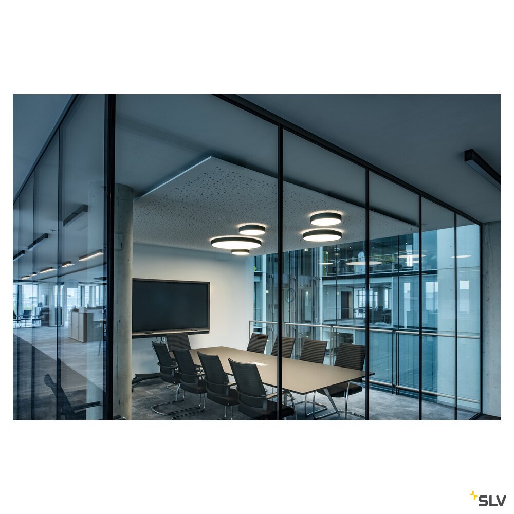 SLV MEDO® PRO 60, wall- and ceiling-mounted light, round, 3000/4000K, 39W, DALI, Touch, 80°, UGR<19, black 1007300