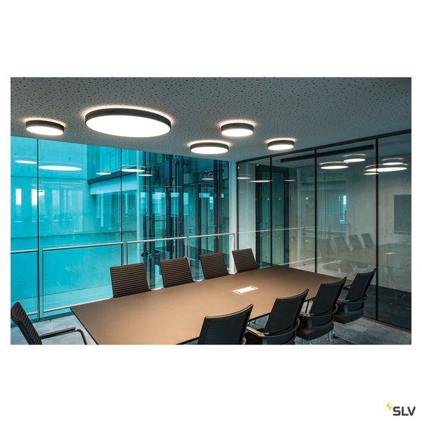 SLV MEDO® PRO 40, wall- and ceiling-mounted light, round, 3000/4000K, 19W, DALI, Touch, 80°, UGR<19, black 1007292
