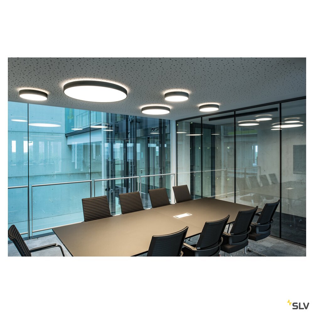 SLV MEDO® PRO 90, ceiling-mounted light, round, 3000/4000K, 75W, DALI, Touch, 80°, UGR<19, black 1007308