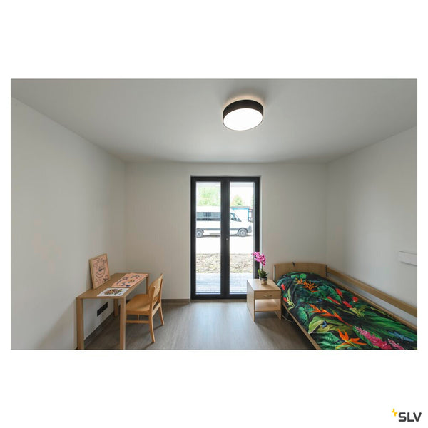 SLV MEDO® 40, wall- and ceiling-mounted light, round, 2700/3000/4000K, 20W, trailing-edge phase, 110°, black 1007319