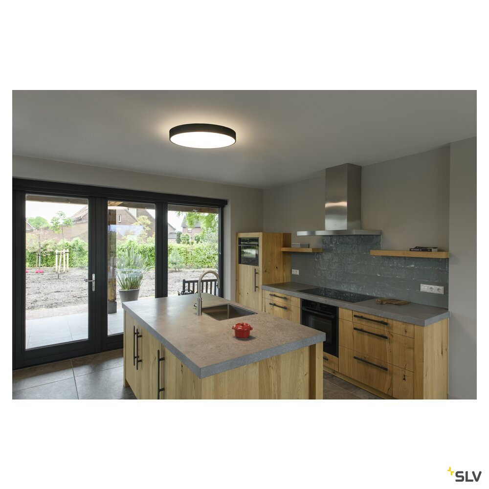 SLV MEDO® 60, wall- and ceiling-mounted light, round, 2700/3000/4000K, 39W, trailing-edge phase, 110°, black 1007322