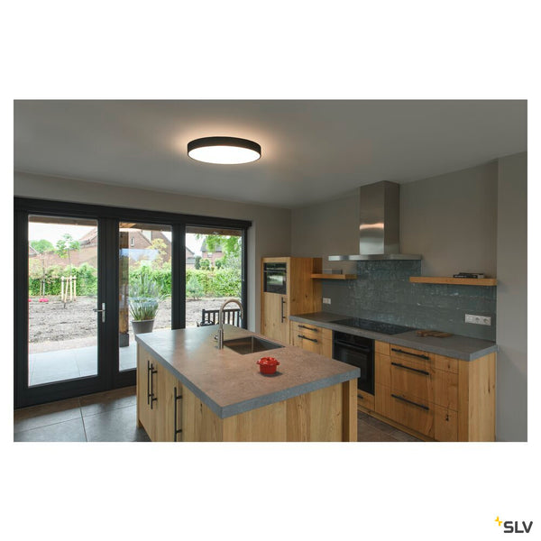 SLV MEDO® 60, wall- and ceiling-mounted light, round, 2700/3000/4000K, 39W, trailing-edge phase, 110°, black 1007322