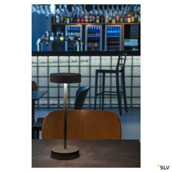 SLV VINOLINA, table lamp, battery, IP54, 2700/3000 K, TOUCH, black 1007362