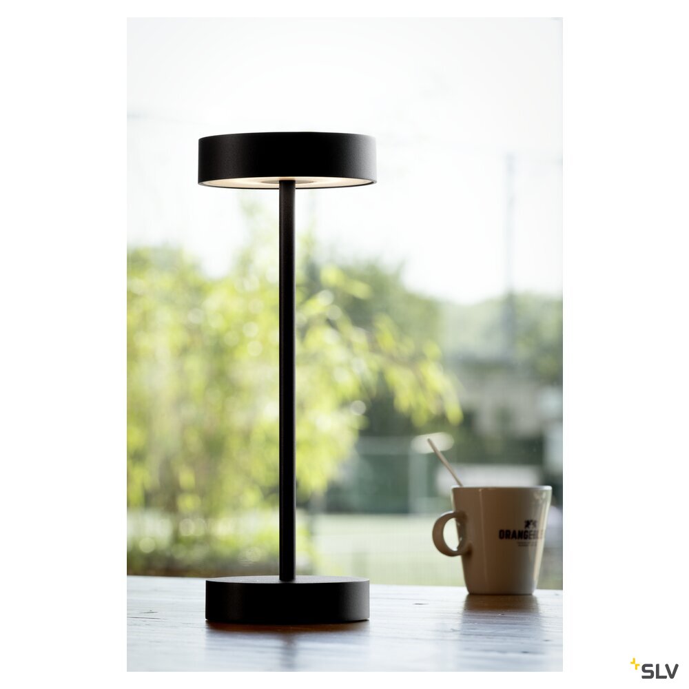 SLV VINOLINA, table lamp, battery, IP54, 2700/3000 K, TOUCH, black 1007362