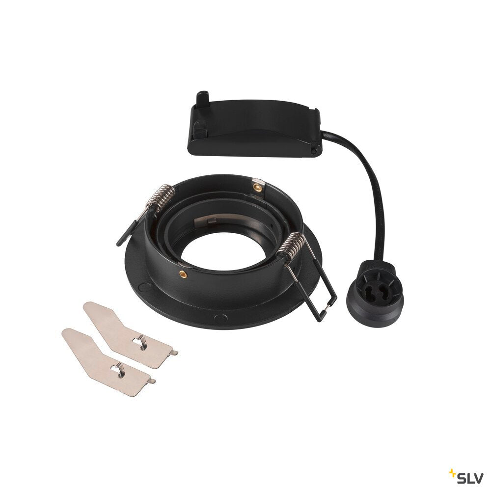 SLV NEW TRIA® 75, recessed ceiling light, round, max. 10W GU10, black 1007375