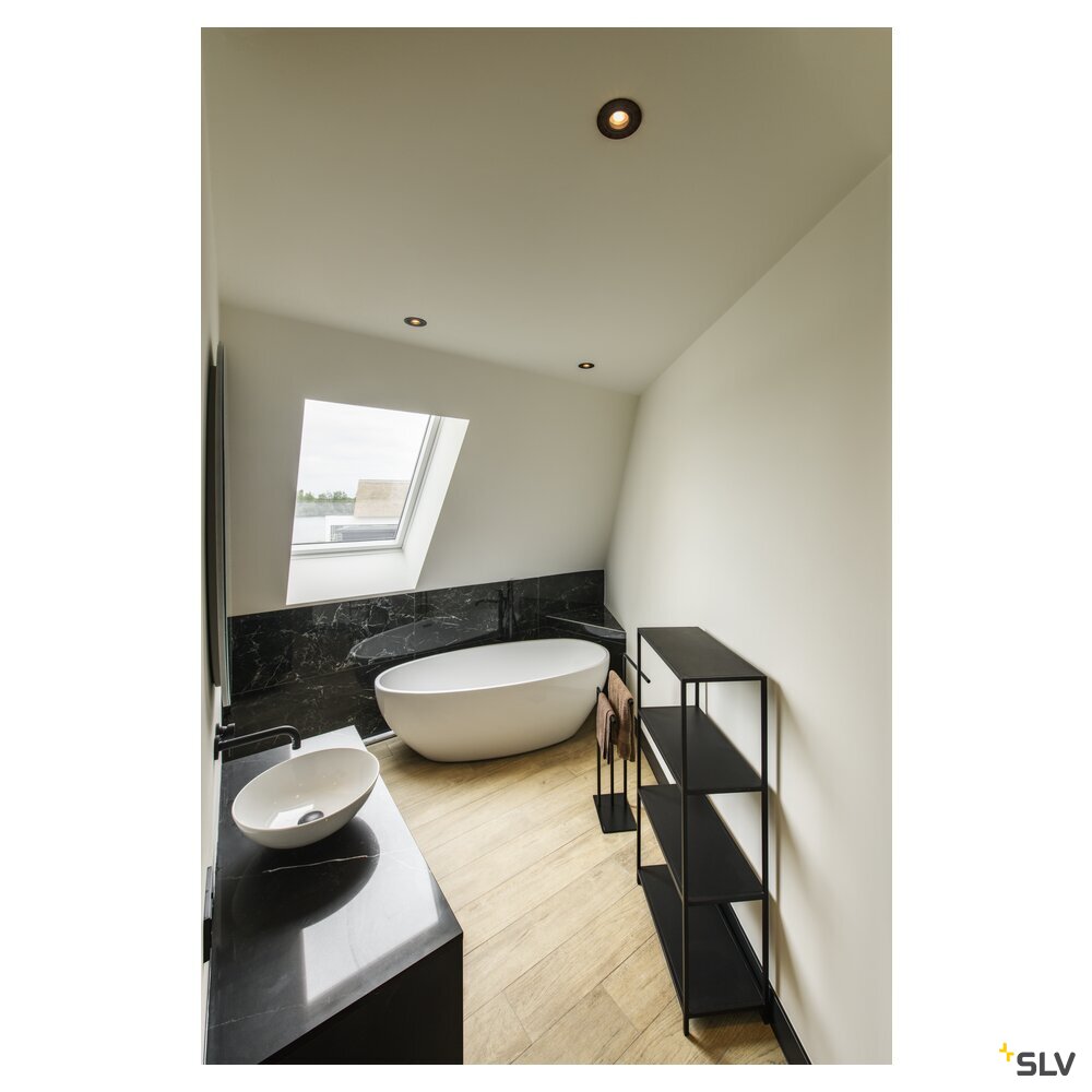 SLV NEW TRIA® 75, recessed ceiling light, round, max. 10W GU10, black 1007375