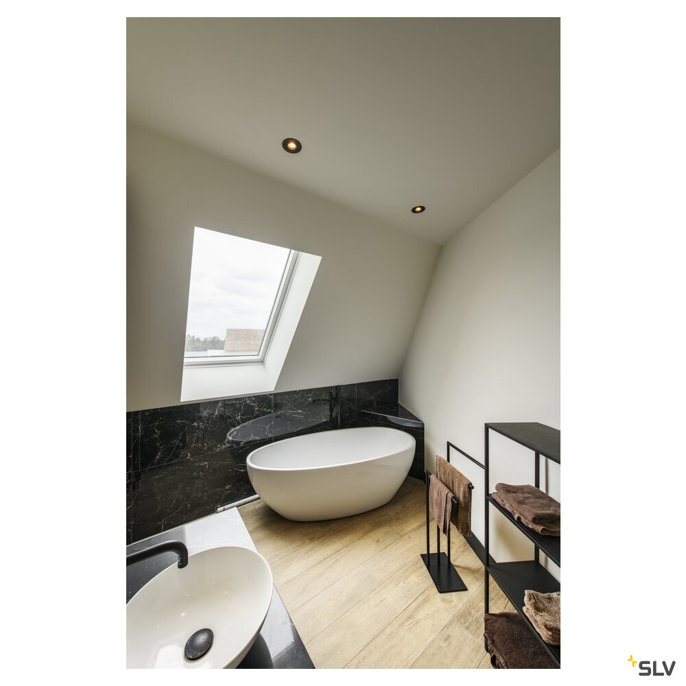 SLV NEW TRIA® 75, recessed ceiling light, round, max. 10W GU10, black 1007375