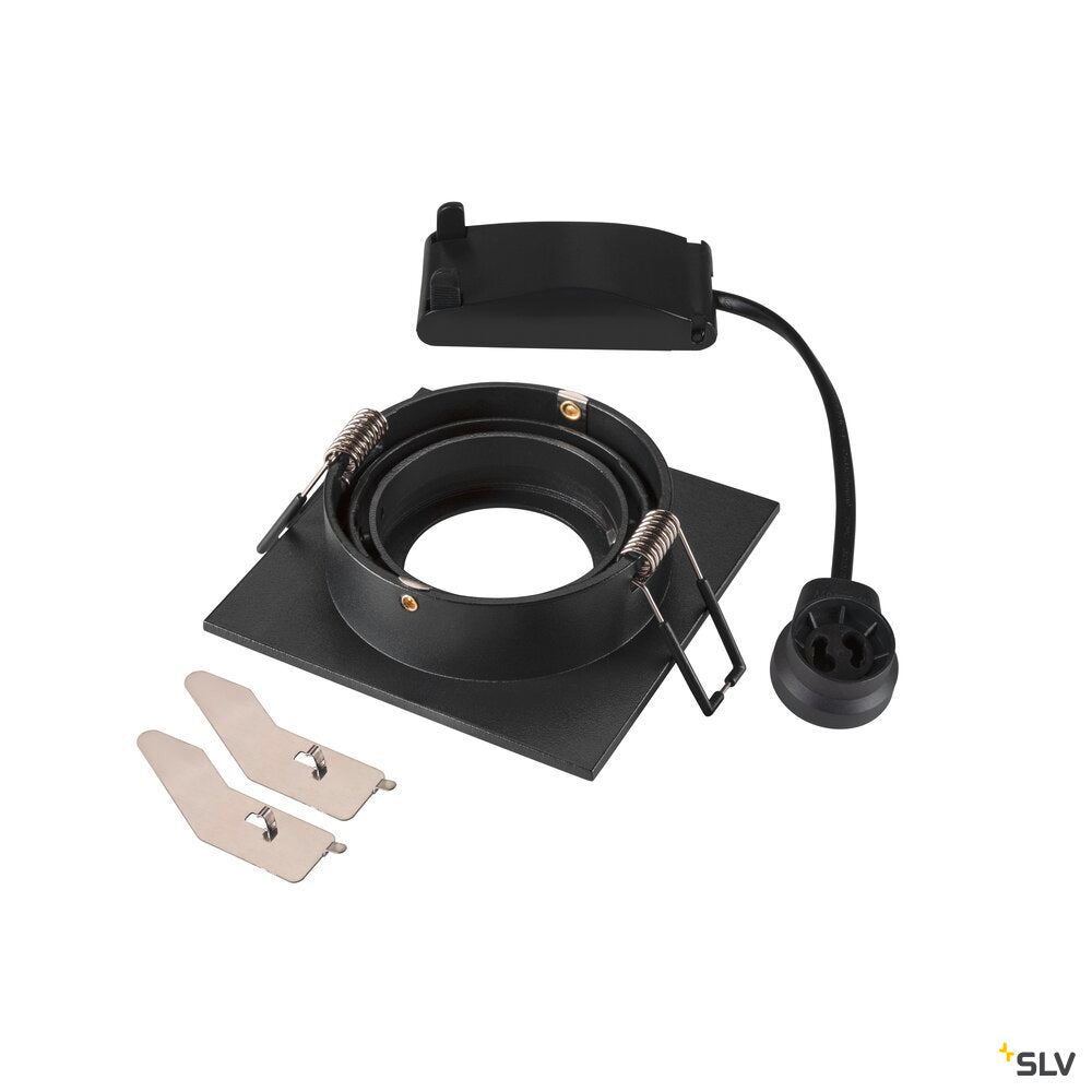 SLV NEW TRIA® 75, recessed ceiling light, square, max. 10W GU10, black 1007378