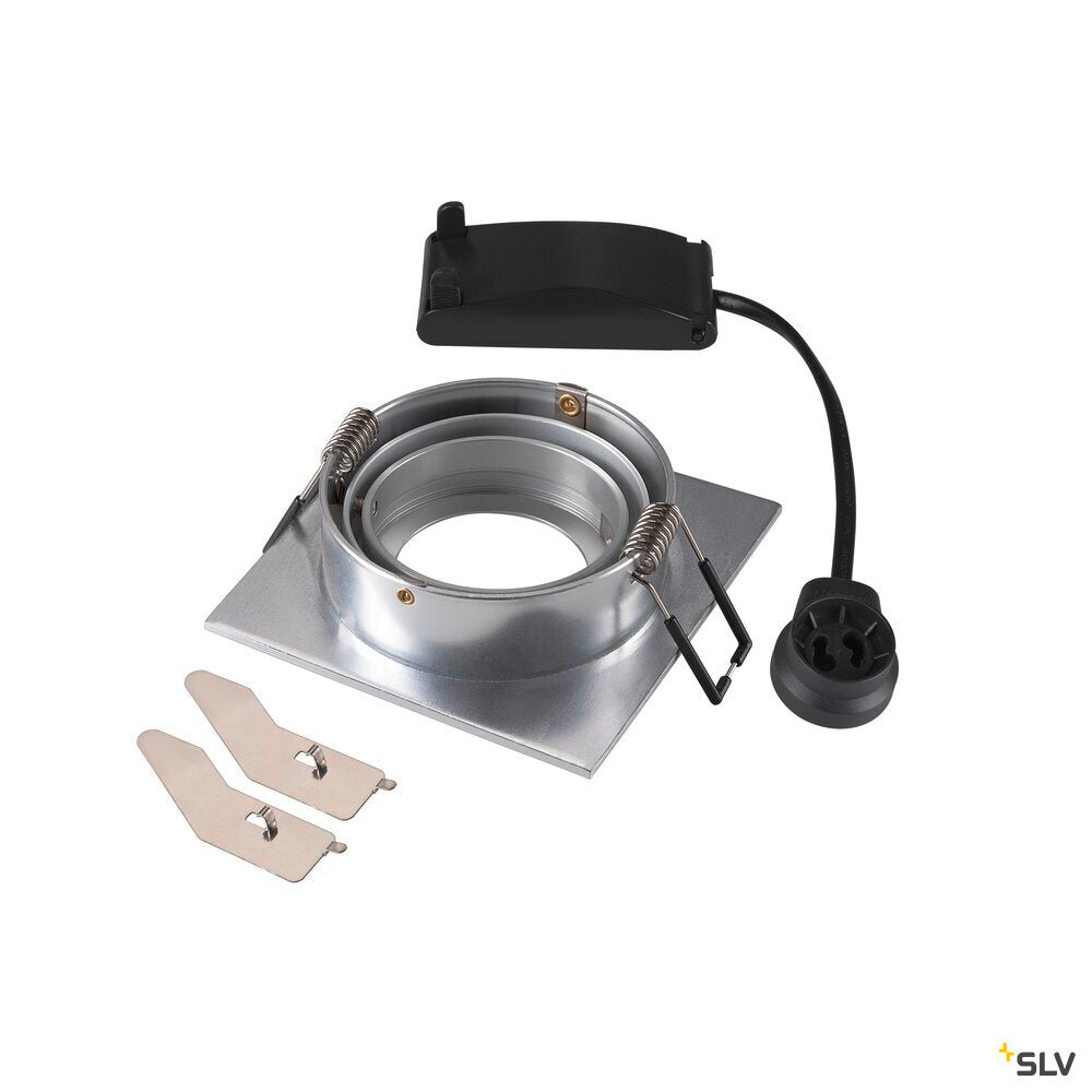 SLV NEW TRIA® 75, recessed ceiling light, square, max. 10W GU10, aluminium 1007379
