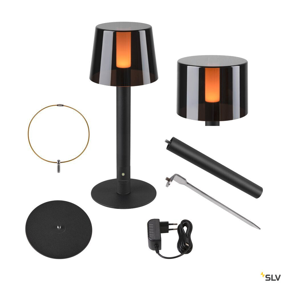 SLV TAHA light set, battery-powered, IP65, 2700K, dimmable, black 1007380